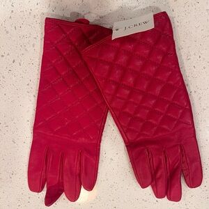 J. Crew Vibrant Red Quilted Gloves